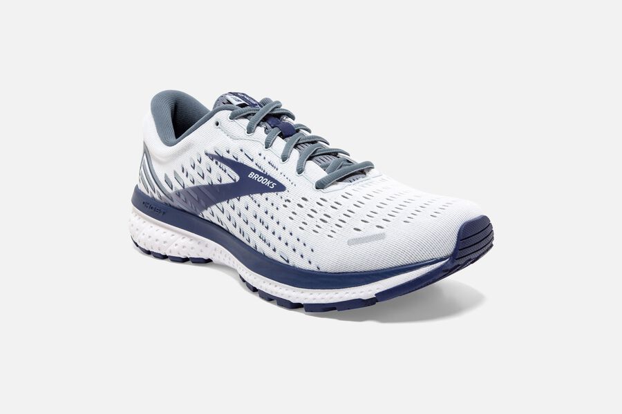 Brooks Ghost 13 Road Running Shoes Mens - White/Blue - NDAKZ-0418